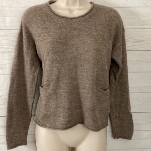 Madewell Size XS Alpaca-Acrylic Blend Light Brown Crop Style Sweater